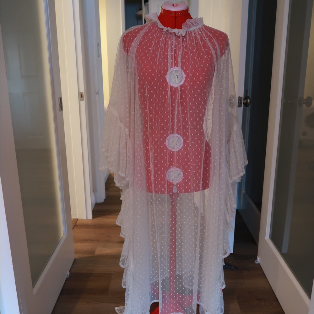 Sheer Free People Cream Polka Dot Slip